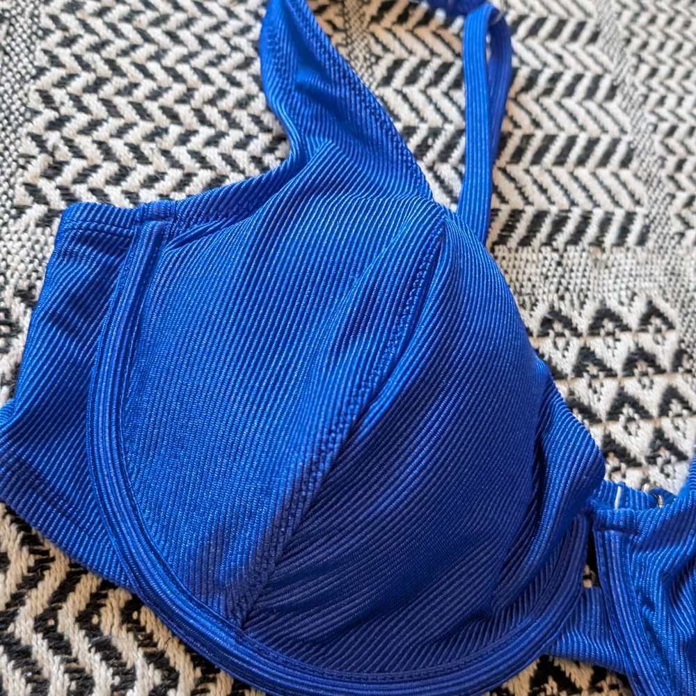 Wild Fable Electric Blue Ribbed Bikini Top